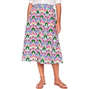 Boden Floral A-Line Midi Skirt | Colorful Cotton Print | Size US 10